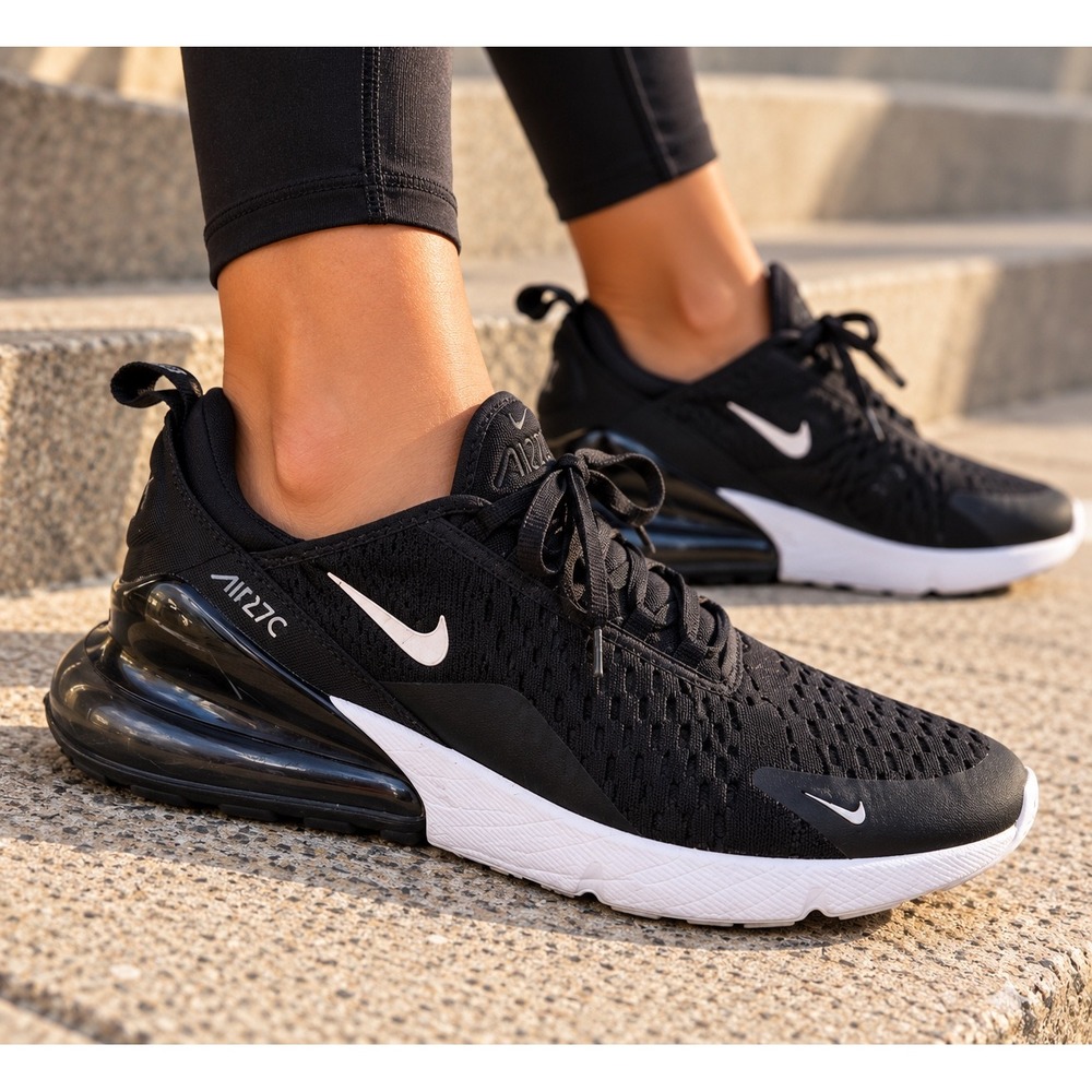 Nike Air Max 270 Black White Anthracite Sneakers 943345-001 Women's 7 / 5.5Y